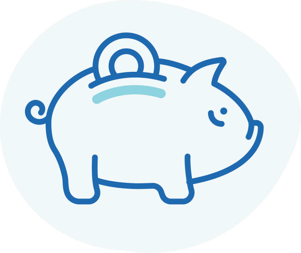 Icon representing a piggy bank for savings