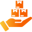 Icon of a hand holding a stack of delivered packages