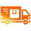 Icon of a delivery truck, symbolizing parcel shipping.